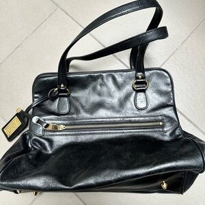 Elegant Badgely Mischka Black Leather Tote Bag